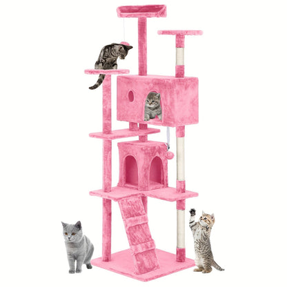 Multi-Level Cat Tree Tower with Scratching Post, Perches & Plush Apartments – Space-Saving Indoor Cat Climbing Frame & Activity Center, Heights 36–80 Inch, 6 Colors