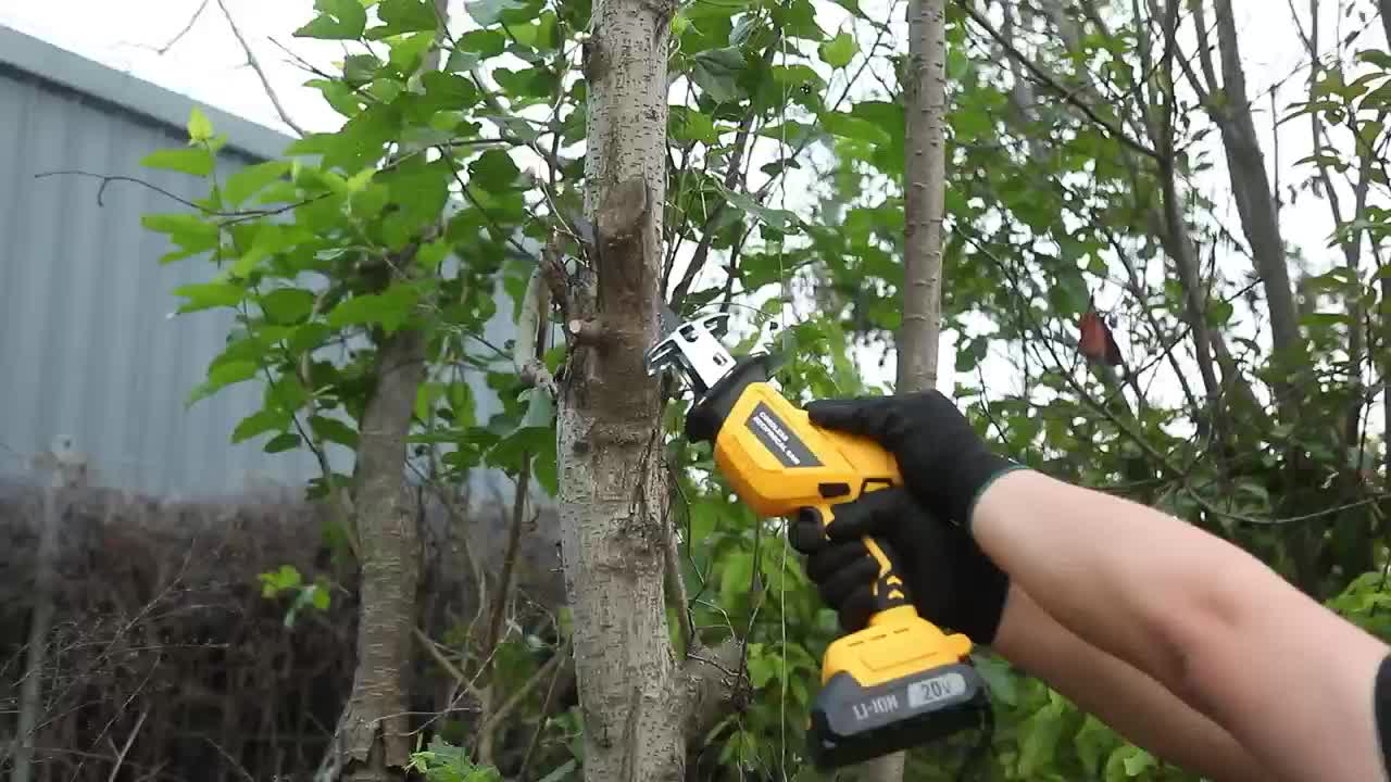 Cordless Reciprocating Saw with LED Light & Safety Lock | Electric Handsaw for Multi-Purpose Cutting, Replaceable Blades, Toolbox Included – 1 or 2 Battery Options, Yellow/Green/Red