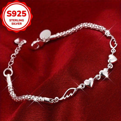 925 Sterling Silver Angel Wings Anklet for Women – Love Heart Charm Chain Anklet, Nickel-Free Beach Jewelry, Perfect Gift for Her, Birthdays & Valentine’s Day