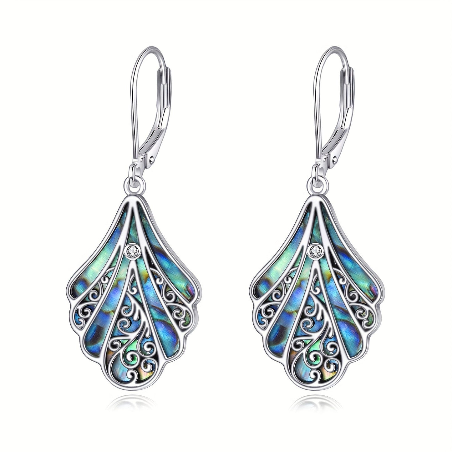 925 Sterling Silver Abalone Shell Drop Earrings for Women – Hollow Bohemian Dangle Earrings, Hypoallergenic Boho Jewelry, Perfect Gift for Her
