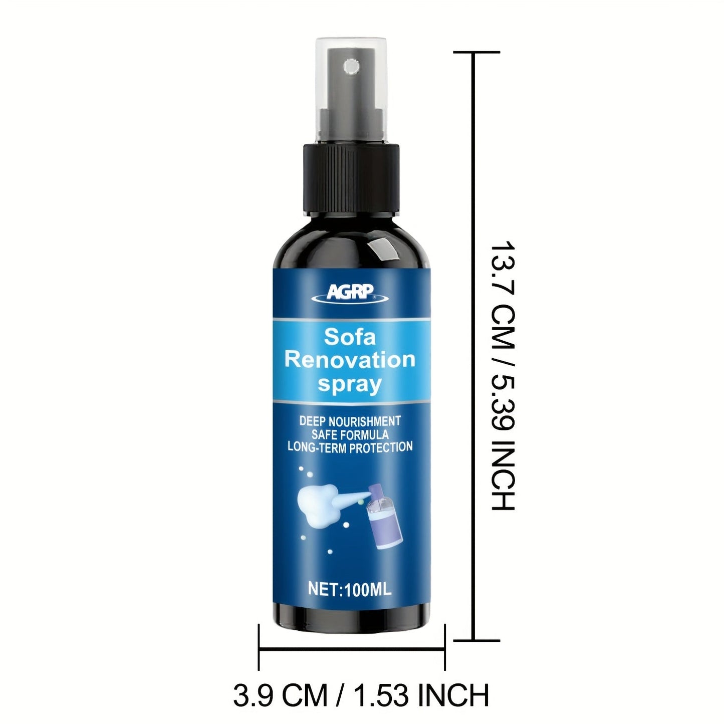 Car Interior Renovator & Restorer 100ml – Multi-Purpose Cleaner for Plastic, Fabric, Seats & Dashboard, Long-Lasting Protection with Applicator Sponge