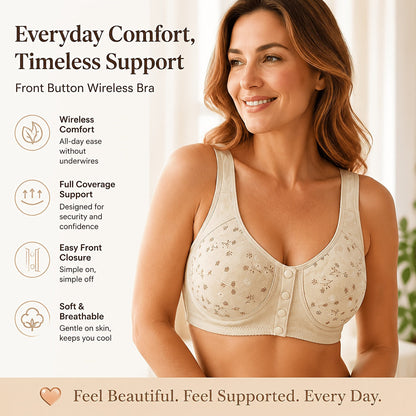 7 Pack Seamless Wireless Bra Set for Women – Soft Front Button Bralettes, No Underwire, Comfortable & Breathable for Daily Wear, Yoga, Travel & Festivals, Sizes S-XXL