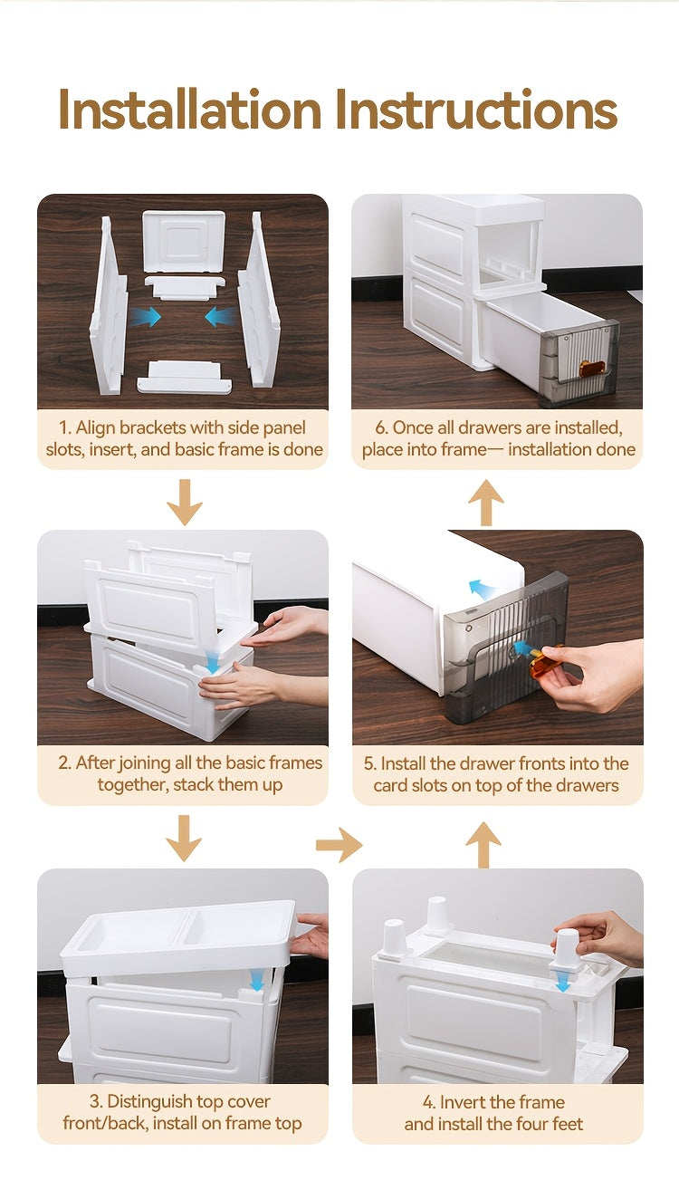Slim Rolling Storage Cabinet with Drawers and Wheels Waterproof PP Organizer 3 4 5 6 Tier for Bathroom Kitchen Bedroom Small Spaces – Narrow Drawer Unit