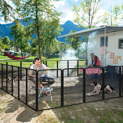 Portable Dog Playpen 8/16 Panels Heavy Duty Pet Exercise Pen for Large Medium Small Dogs Indoor Outdoor Use RV Camping Garden Yard Puppy Rabbit Animal Pen