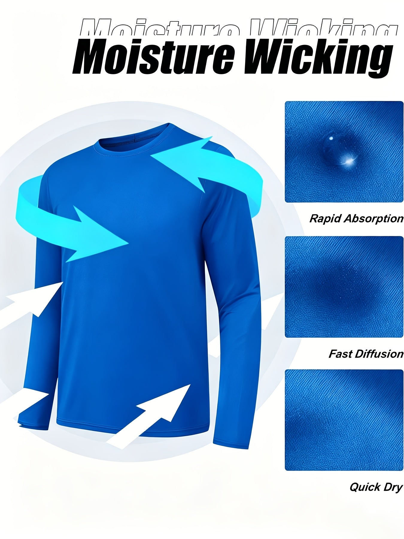 Men's Quick Dry Long Sleeve Shirts 5-Pack Moisture Wicking Breathable Athletic Workout Tops - Anti-Odor Stretchy Running Gym Training S-XXL