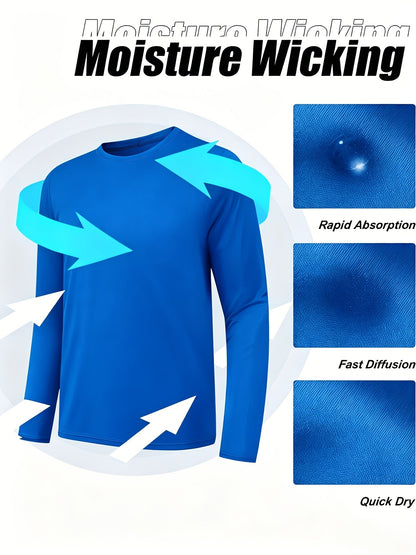 Men's Quick Dry Long Sleeve Shirts 5-Pack Moisture Wicking Breathable Athletic Workout Tops - Anti-Odor Stretchy Running Gym Training S-XXL