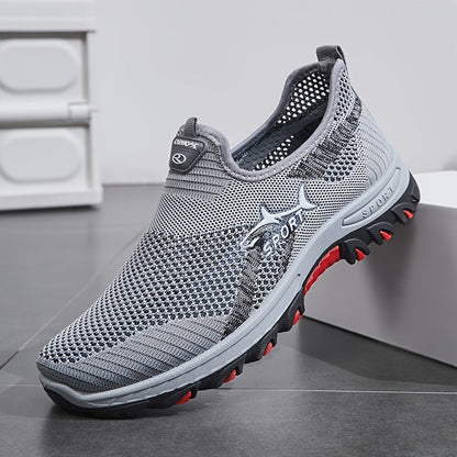Men's Breathable Mesh Slip-On Sneakers – Lightweight Low-Top Casual Athletic Shoes with Rubber Sole, Round Toe, Monochrome Fabric Upper, Easy Wear Loafer-Style Footwear for Walking, Gym & Everyday Comfort, Spring & Summer