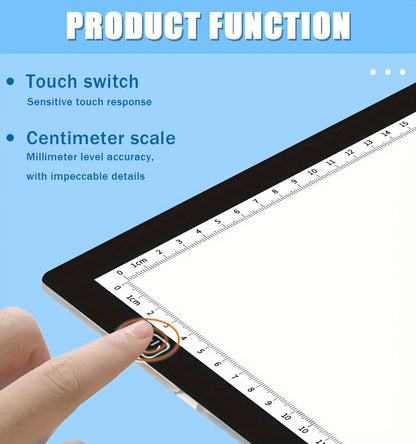 LED Tracing Light Pad Board A2 A3 A4, Dual Light Bar Ultra-Thin Copy Table with 3-Speed Dimming & Eye-Caring No-Grid Surface for Diamond Painting, Sketching & Drawing