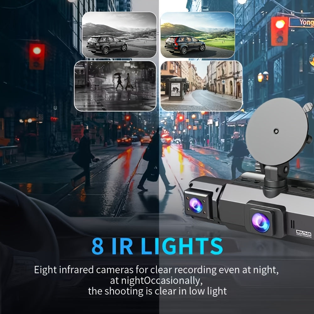 360° Dash Cam 3/4 Channel 1080P HD with Night Vision WDR G-Sensor Loop Recording 24/7 Parking Monitor WiFi, Multi-Lens Car Camera System for Full Coverage Zero Blind Spots