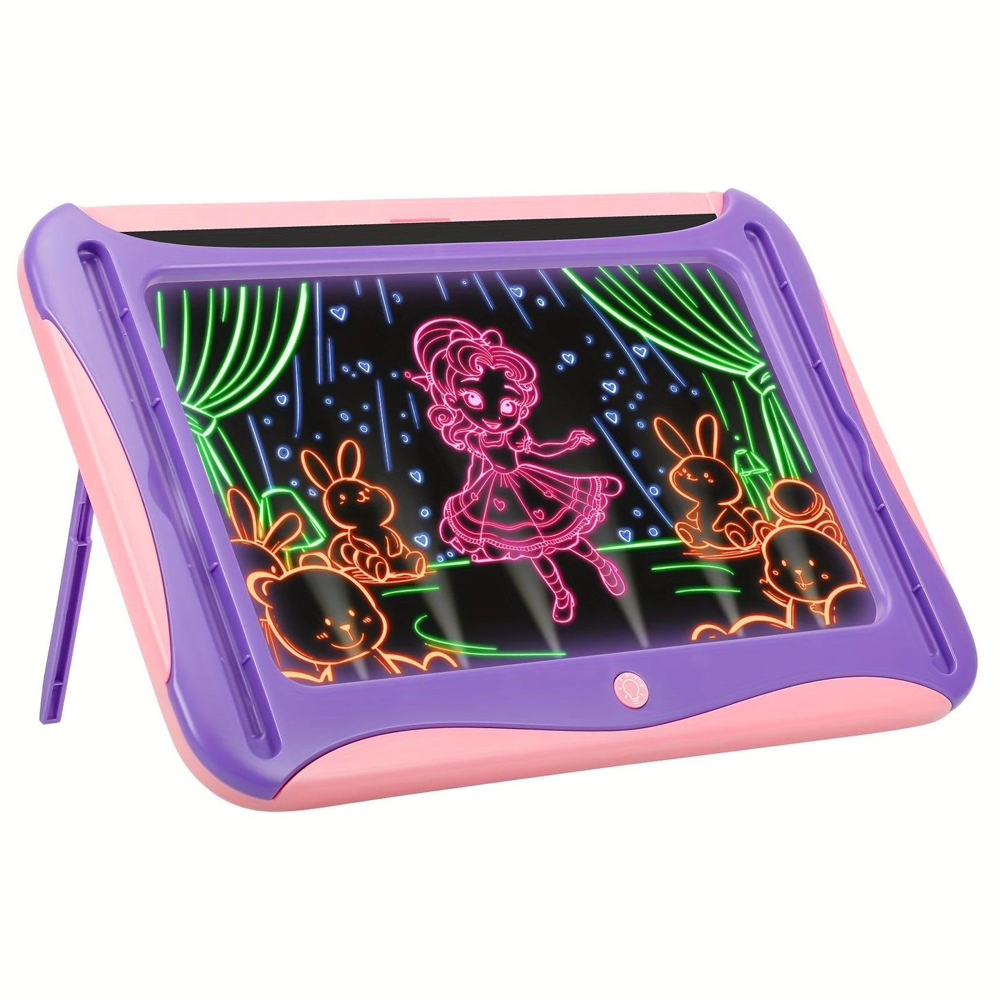 LED Light-Up Drawing Doodle Board for Kids Ages 3-8 – Glow Writing Art Set with 9 Double-Sided Cards & 6 Markers, Educational Learning Travel Toy, Birthday & Christmas Gift for Girls Boys