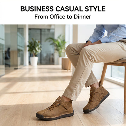 Men's Slip-On Ankle Boots Lightweight Mid-Top Loafers Cushioned Sole Non-Slip for Walking Driving Casual Office Semi-Formal Spring Fall EU 34.5-48