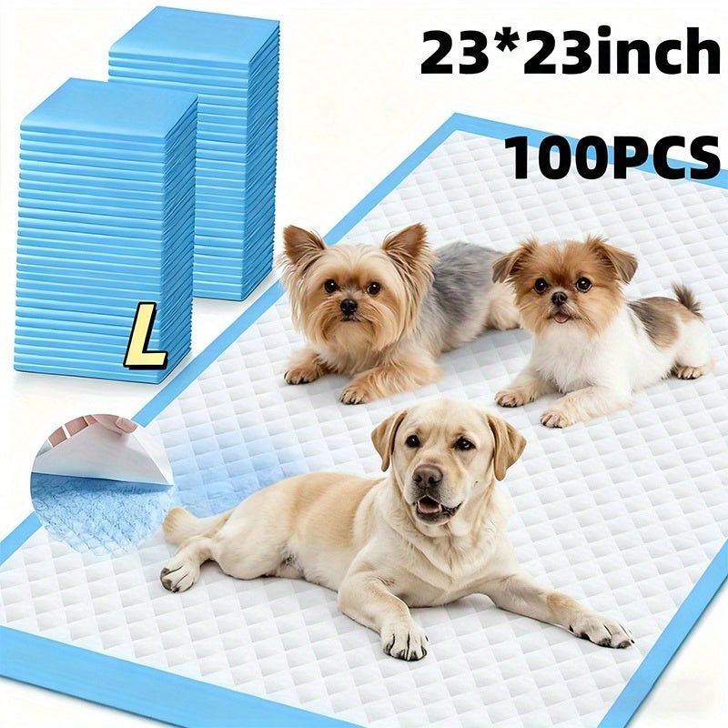 XXXL Disposable Dog Pee Pads 100 Pack Six-Layer Thickened Super Absorbent Leak-Proof Puppy Training Pads Large Pet Wee Pads Odor Control Tear-Resistant Indoor Outdoor Use Dog Supplies