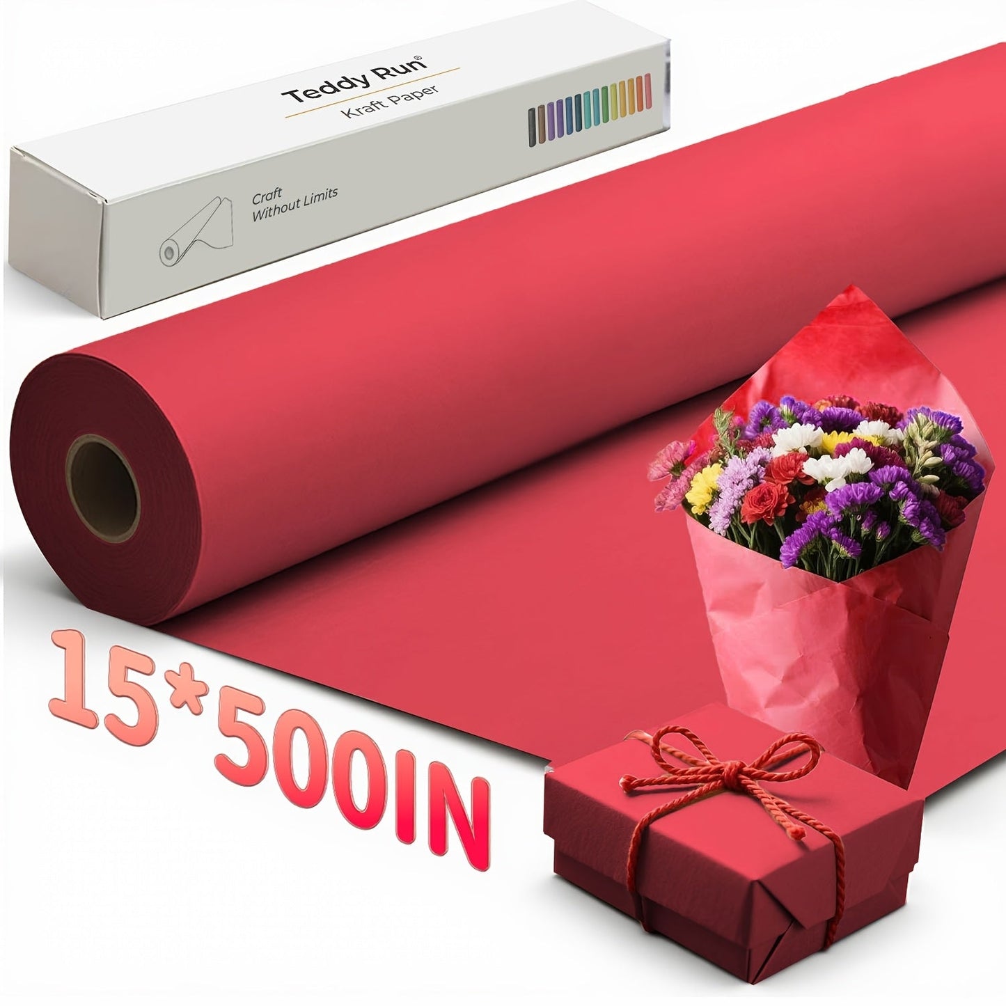 Kraft Paper Roll 80GSM for Gift Wrapping, Bouquet Flower Packing, Bulletin Board, Craft Art, Moving & Shipping – Available in Black, Red, Brown & White – Multi-Size Wrapping Paper Roll