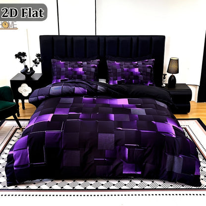 Red & Blue Plaid Duvet Cover Set – 3-Piece Digital Print Bedding, All-Season Quilt Cover with Pillowcases, Twin Full Queen King, Machine Washable, No Filling Included