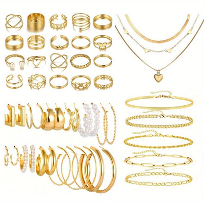 Retro Jewelry Set for Women 35-68pcs Butterfly Heart Star Moon Charms Elegant Mixed Lot Daily Wear & Gift