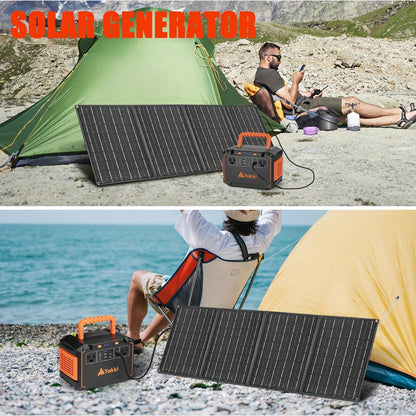 Portable Solar Power Station 350W Peak with AC DC USB Ports – 88.8Wh/111Wh/240Wh LiFePO4 Battery, Optional 30W/40W/60W Solar Panel, Solar Generator for Camping, Emergency, CPAP, Laptops, Fans & Off-Grid Home Use