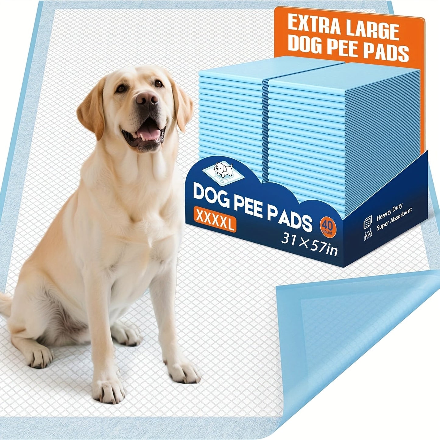 XXXL Dog Pee Pads Extra Large 8-Layer Super Absorbent Leak-Proof – Disposable Puppy Potty Pads for Cars Cages Sofas, Multiple Sizes 31x47 32x36 57x31 Inches