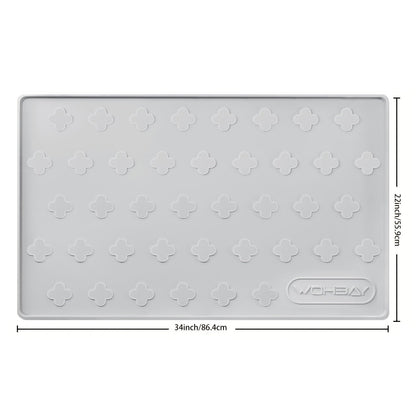 Under Sink Mat Waterproof Silicone 34" x 22", Under Sink Drip Tray Liner for Kitchen Bathroom Cabinet, Holds Up to 2 Gallons, Non-Toxic Leak Protection Mat with Raised Edges & Four-Leaf Clover Pattern