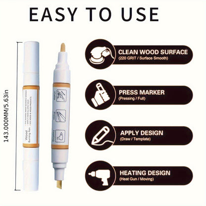 Wood Burning Paste Kit 6 Jars 1.5OZ Heat Activated Gel with Burning Pens & Tools, Pyrography Stencil Etching Cream for Wood Canvas Denim, DIY Craft Set for Beginners & Artists
