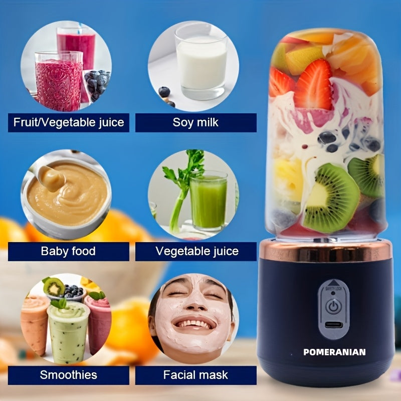 Portable Personal Blender Juicer 1500mAh USB Rechargeable – Food Grade ABS Double Cup Fruit & Vegetable Smoothie Maker, Multifunctional Mini Juicer for Home, Travel & Gym, Gift Box Included
