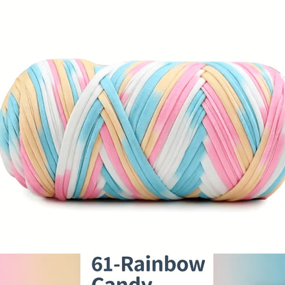 T-Shirt Fabric Yarn 400g (2 x 200g) Chunky Cotton Blend in 49 Colors – Soft Thick Yarn for Crochet Baskets, Bags, Rugs, Macrame & Knitting Projects – Beginner-Friendly Craft Yarn
