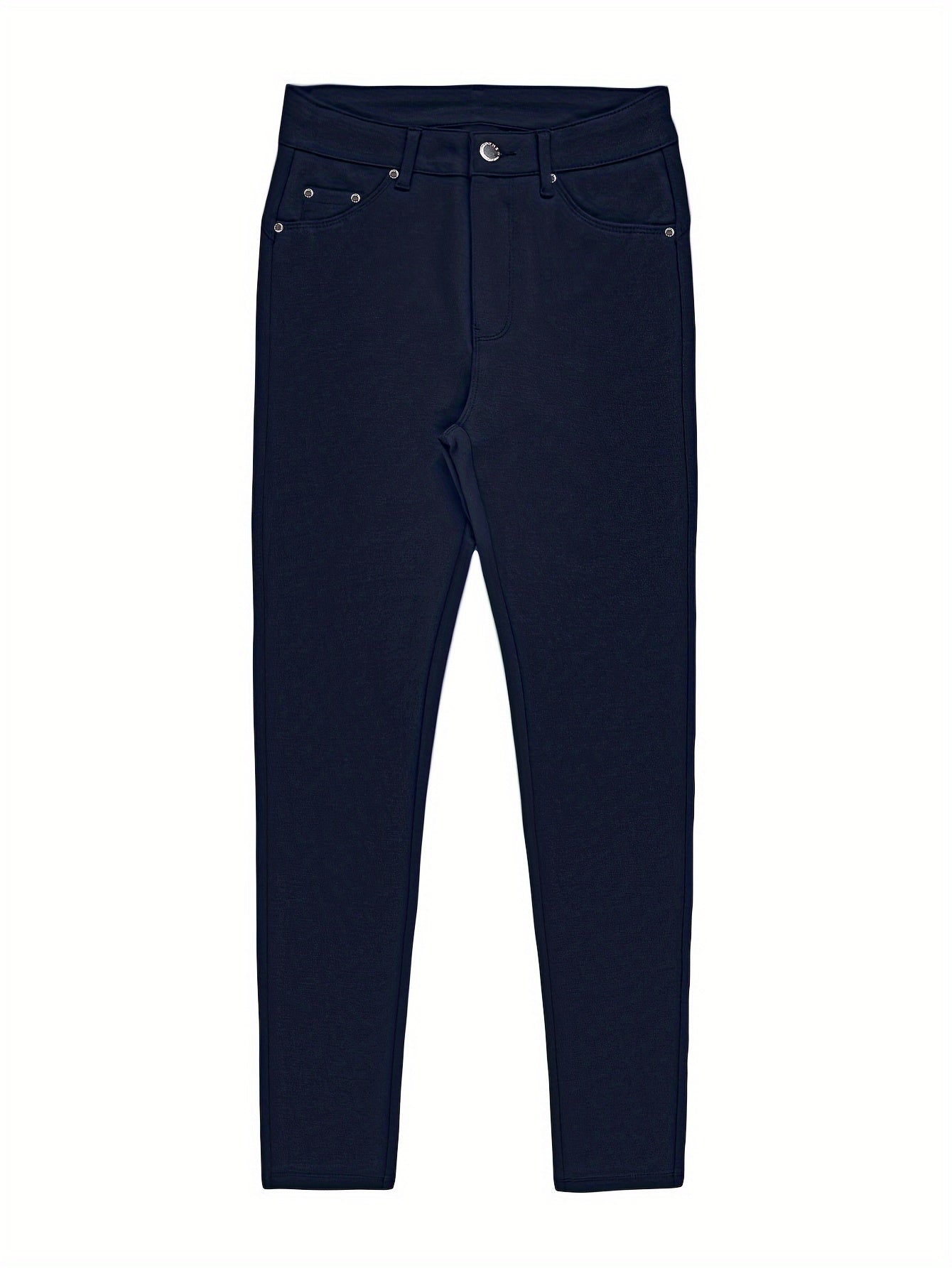 Women's High Waist Stretch Skinny Jeans Metal Button Street Style Slim Fit Denim Pants 10 Colors S-XXL Everyday Wear