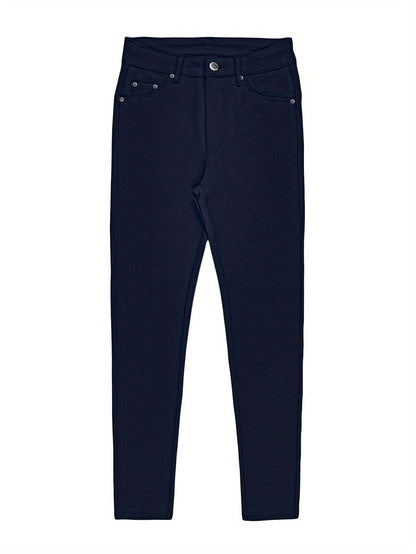 Women's High Waist Stretch Skinny Jeans Metal Button Street Style Slim Fit Denim Pants 10 Colors S-XXL Everyday Wear