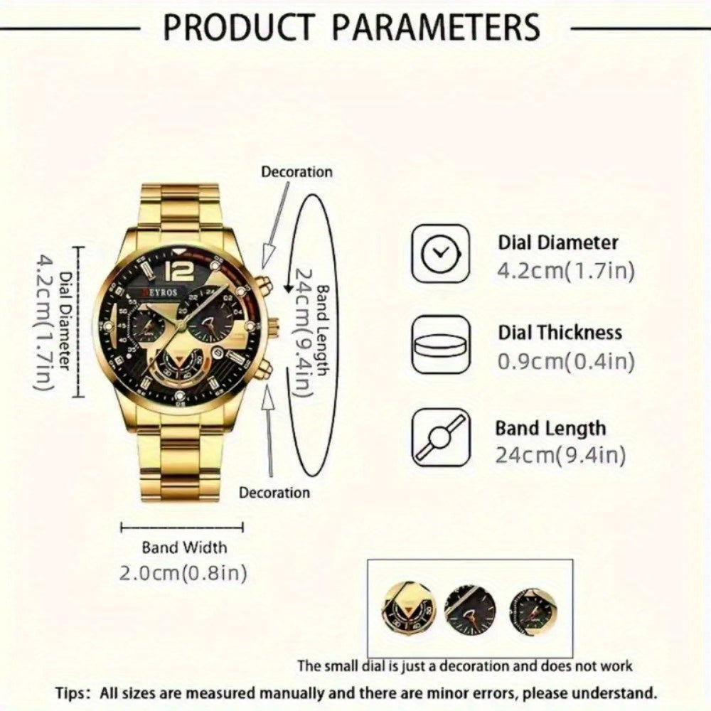 Men's Quartz Watch Set 10 Pcs – Analog Alloy Case, Faux Leather Strap, Date Display, Multiple Styles – Casual Wrist Watches for Men, Perfect Gift Set