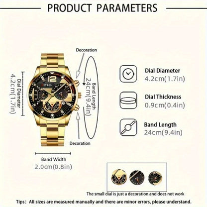Men's Quartz Watch Set 10 Pcs – Analog Alloy Case, Faux Leather Strap, Date Display, Multiple Styles – Casual Wrist Watches for Men, Perfect Gift Set