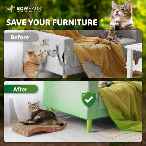CAPHAUS Reversible Cat Scratcher Lounger – Large 5-Layer High-Density Cardboard Scratching Pad & Board, 16.9 x 8.5 Inch, Protects Furniture, Fits Multi-Cat Households & Large Paw Breeds