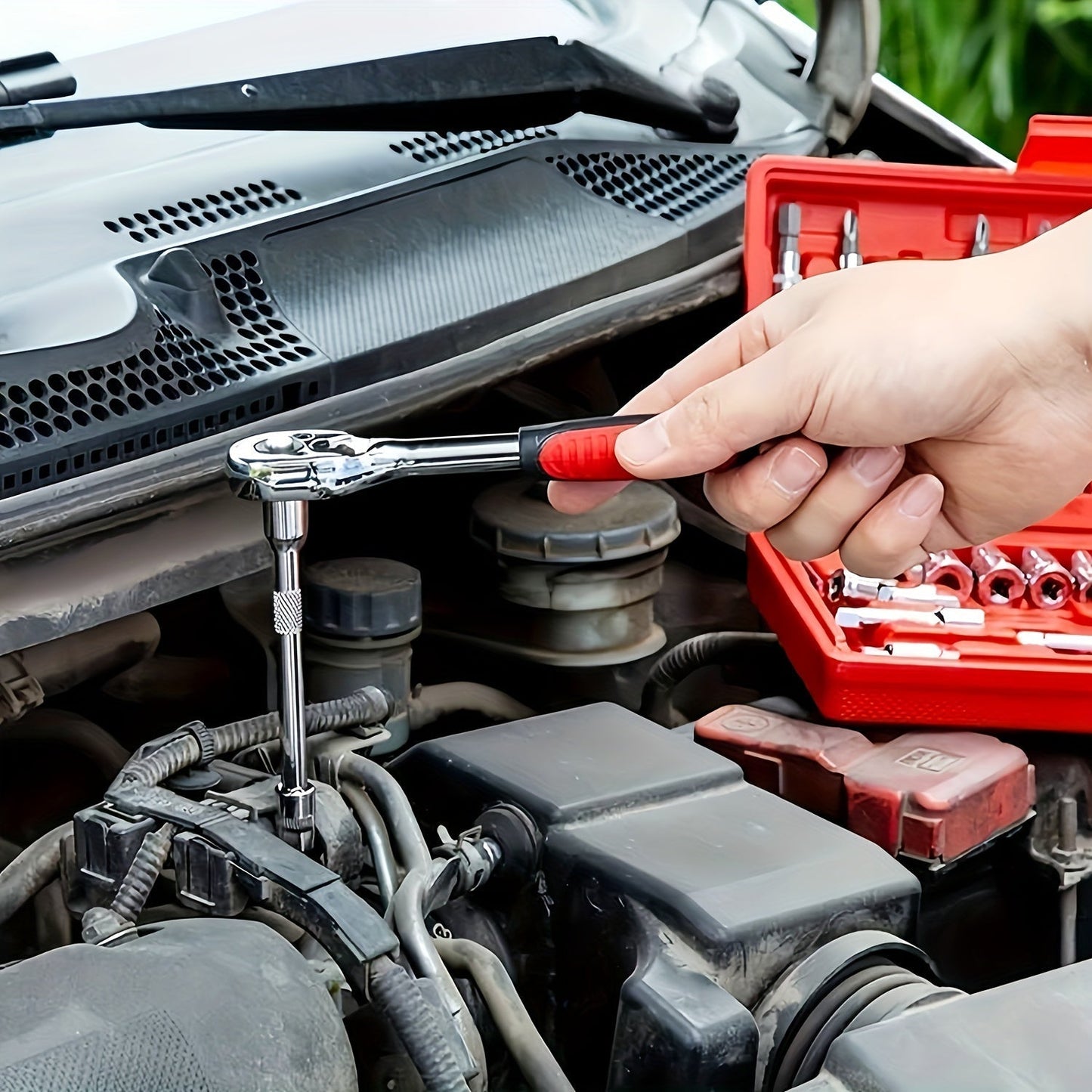 46pcs Home & Car Repair Tool Set – Ratchet Torque Wrench, Screwdriver & Socket Kit for Car, Motorcycle, Bicycle & Household Repairs