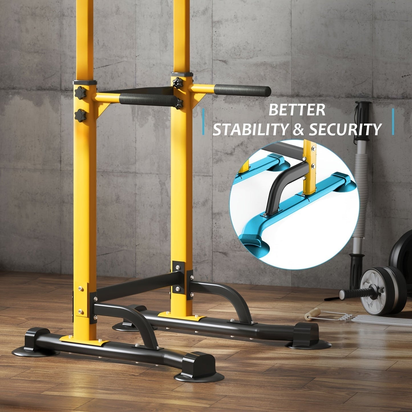 Power Tower Dip Station with Pull-Up Bar 10 Adjustable Heights 330 lbs Capacity Full-Body Strength Training for Home Gym – Pink Black Red Yellow Blue Orange Green