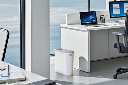 Small Bathroom Trash Can with Built-In Handles 2/1 Pack – Rustproof Plastic Wastebasket, Space-Saving Design for Bathroom, Laundry Room & Home Office, Includes Trash Bags
