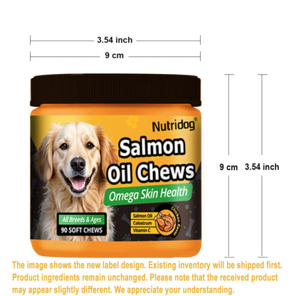 Dog Nutritional Supplement Soft Chews 90 Count with Probiotics Salmon Oil Chicken Flavor - Supports Coat Gut Health Immunity for Dogs All Ages 225g