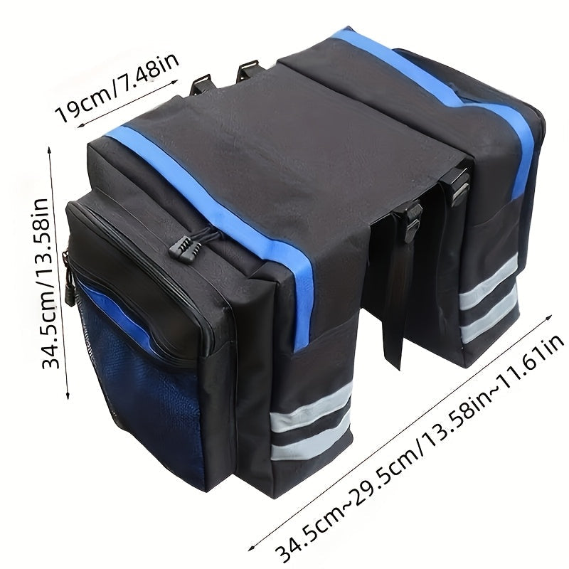 13.21 Gallon Bike Bag Set – Bicycle Cargo Rack Bag, Saddle Bag & Shoulder Bag 3-in-1 Professional Cycling Accessories for Commuting, Touring & Outdoor Riding, Red Black Blue