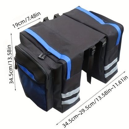 13.21 Gallon Bike Bag Set – Bicycle Cargo Rack Bag, Saddle Bag & Shoulder Bag 3-in-1 Professional Cycling Accessories for Commuting, Touring & Outdoor Riding, Red Black Blue
