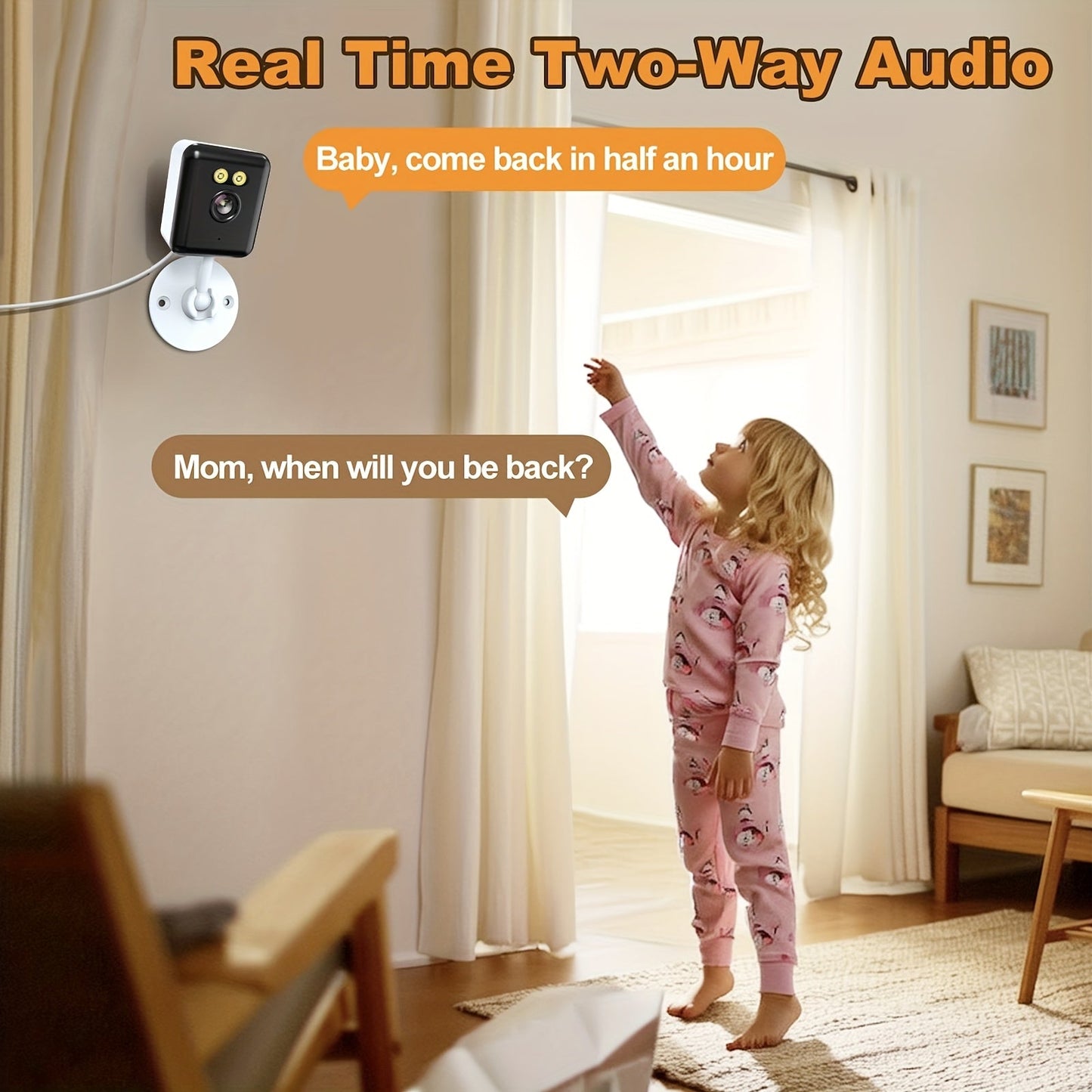 2 Pack WiFi Indoor Security Camera 3MP HD AI Humanoid Detection Full Color Night Vision Two-Way Audio Smart Motion Detection Alexa Compatible App Control Home Surveillance Camera