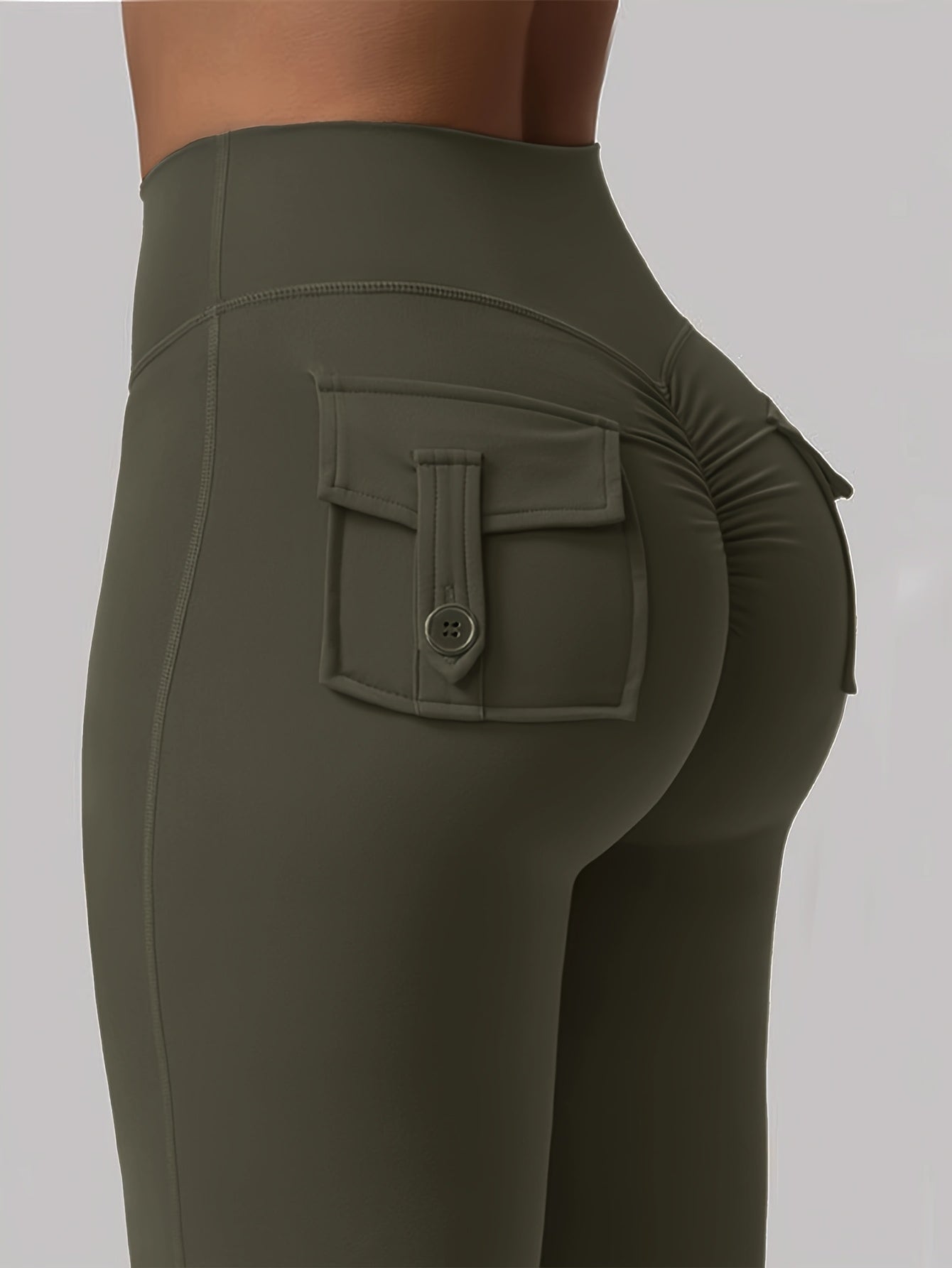 Women's High Waist Flare Pants 3-Pack – Butt Lifting Tummy Control Quick-Dry Cargo Style Leggings Tracksuit Casual Sports Full-Length Trousers Black Gray Green