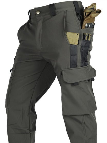 Men's Tactical Winter Pants Heavy-Duty Thickened Insulated Work Pants, 300g/m² 100% Polyester MOLLE System Multi-Pocket Baggy Snow Pants for Hiking Hunting Construction Outdoor