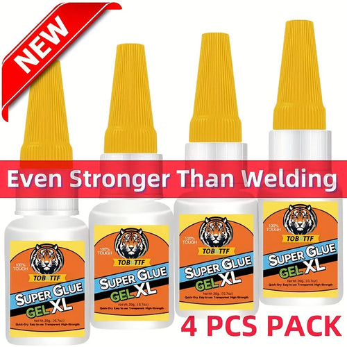 4-Pack Super Fast-Drying Super Glue 20G 10-Second Quick Bond Multi-Purpose Adhesive for Plastic Metal Wood Ceramic Glass – Heavy-Duty Repair & Welding