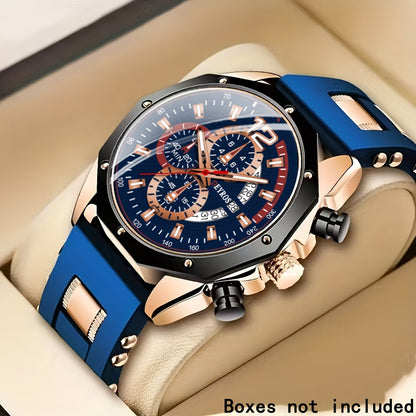 Men's Casual Quartz Watch Silicone Strap Date Display Sporty Analog Wristwatch – 11 Colors, Lightweight Fashion Watch for Men, Perfect Gift for Him Birthday Christmas Thanksgiving