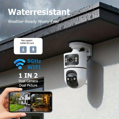 4K Dual Lens WiFi Security Camera Indoor 2.4G 5GHz Dual Band Color Night Vision Motion Detection Tamper Alert Two-Way Audio – Wireless Home Security Camera Wall Mount