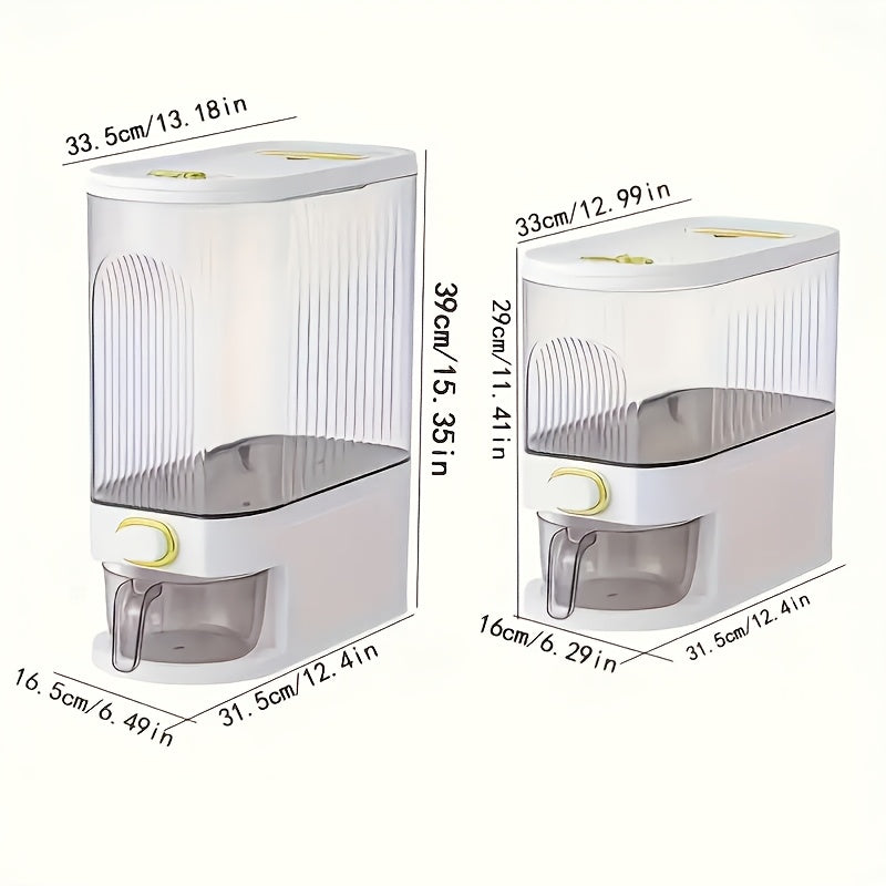 Large Rice Storage Container 11LB & 22LB with Measuring Cup and Time Markings, Airtight Grain Dispenser for Kitchen Pantry Organization, BPA-Free Food Storage Container for Rice Flour Dry Goods