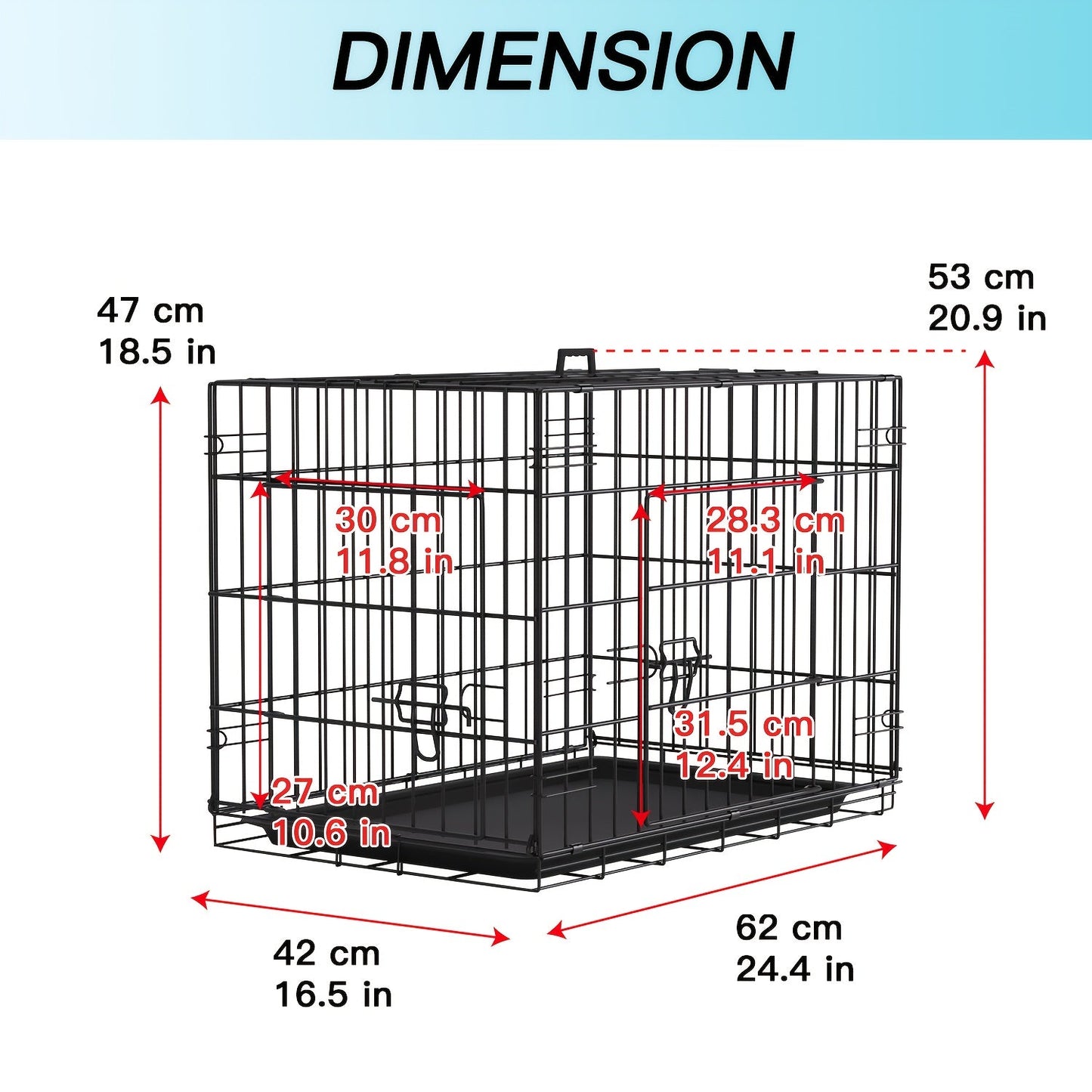 Foldable Metal Wire Dog Crate for Small Dogs & Rabbits – Adjustable Divider Panel, Leak-Proof Plastic Pan, Indoor Outdoor Pet Kennel for Chihuahuas Toy Breeds Small Animals, Multiple Sizes