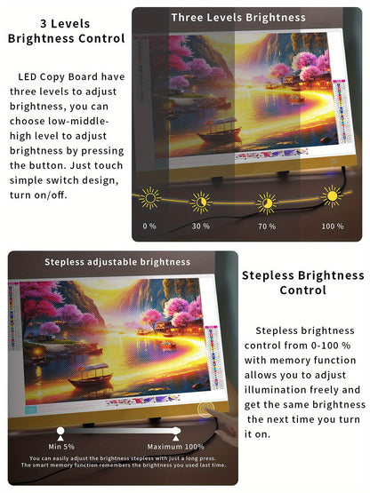 A2 LED Light Box Tracing Board – Dimmable Touch Control Ultra-Thin Light Pad for Diamond Painting, Sketching, Animation, Tattoo Transfer & Streaming, USB Powered, Eye-Care LEDs, Mac/PC Compatible | Velora