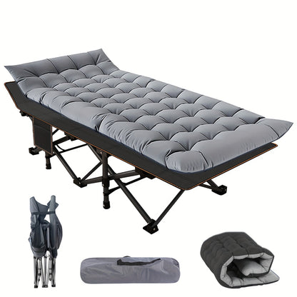 75" Heavy Duty Folding Camping Cot - Portable Folding Guest Bed with Carry Bag & Optional Mattress, Extra Long Sleeping Cot for Adults, Camping, Hiking, Hunting, Home Guest Room, Emergency Use