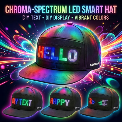 Programmable LED Light-Up Baseball Cap with Scrolling Text Display – 12x48 Pixel USB-C Rechargeable Unisex Hat for Club Party Music Festival Night Run Youth Gift