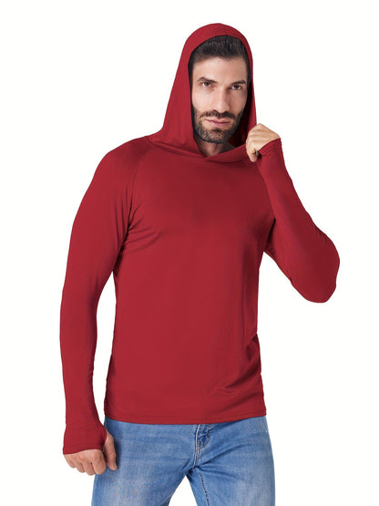 5 Pack Men's Long Sleeve Fishing Shirts with Hood – Lightweight Athletic Rash Guards, UPF Sun Protection Hoodies for Fishing, Hiking & Outdoor Sports, Sizes S-XXL, 3 Color Sets