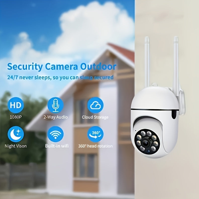 1080P 360° WiFi Panoramic Security Camera – Wireless Indoor Surveillance with Two-Way Audio, Motion Detection, Night Vision, USB Powered, SD Card & Cloud Storage, Smartphone Compatible