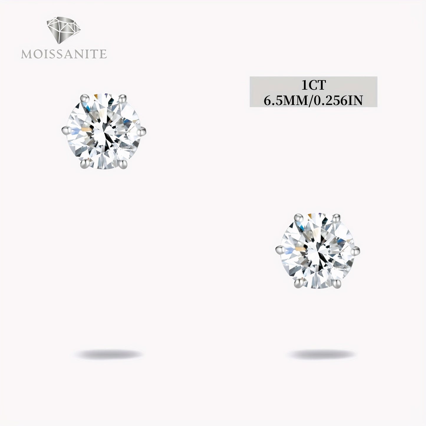 Moissanite Stud Earrings D Color VVS Brilliant Round Cut S925 Sterling Silver – 1CT to 10CT Options, Velvet Pouch & Polishing Cloth Included, Perfect Birthday, Christmas & Valentine’s Day Gift (4.25g)